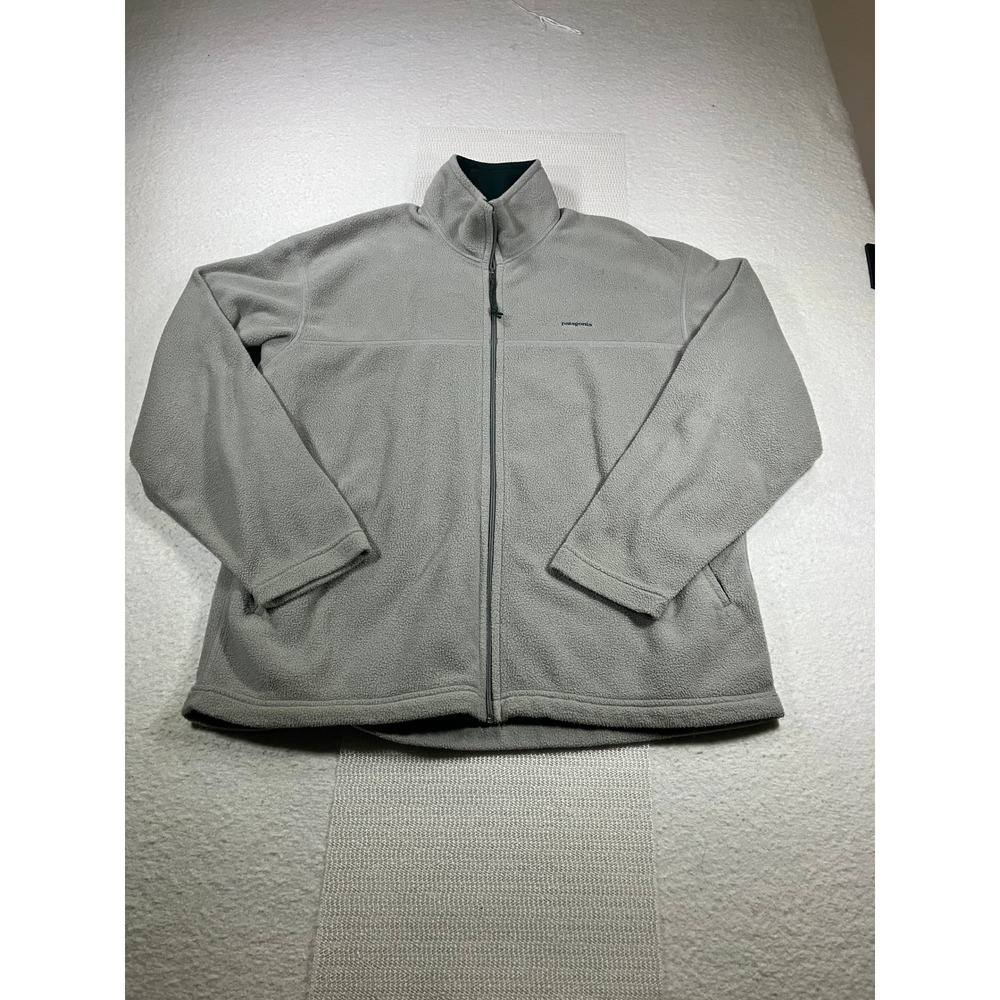 Patagonia Made in USA Grey Full Zip Fleece Jacket Mens XL Vintage Mock Neck